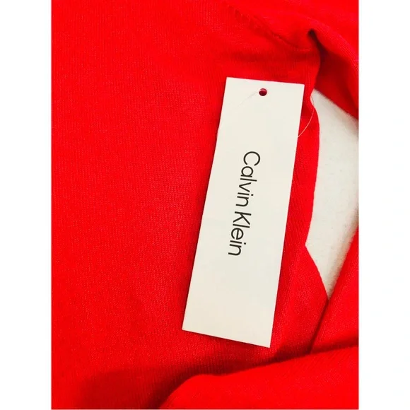 NWT Calvin Klein Sz Medium Red Mock Neck Pullover - Picture 5 of 10